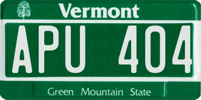 VT license plate APU404
