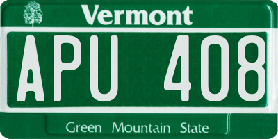 VT license plate APU408