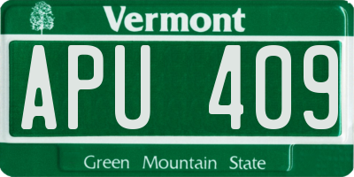 VT license plate APU409