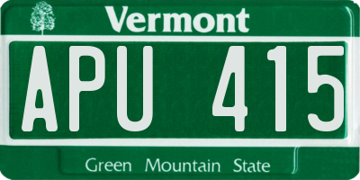 VT license plate APU415