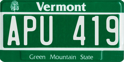 VT license plate APU419