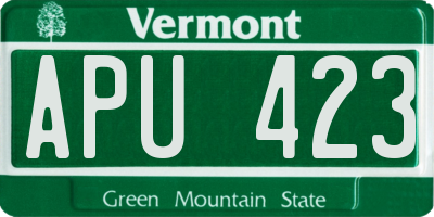 VT license plate APU423