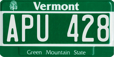 VT license plate APU428