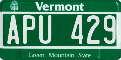 VT license plate APU429