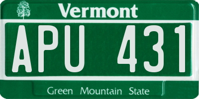 VT license plate APU431