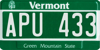 VT license plate APU433