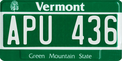 VT license plate APU436