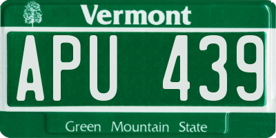 VT license plate APU439