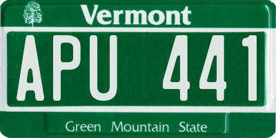 VT license plate APU441
