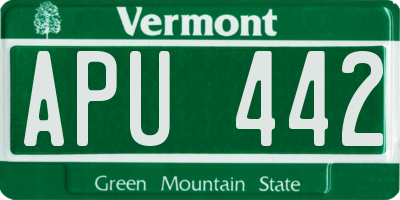 VT license plate APU442