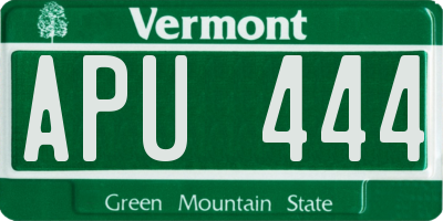 VT license plate APU444