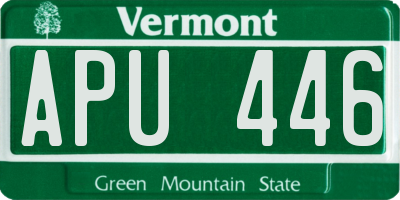 VT license plate APU446