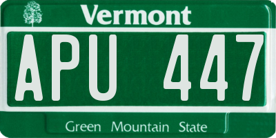 VT license plate APU447