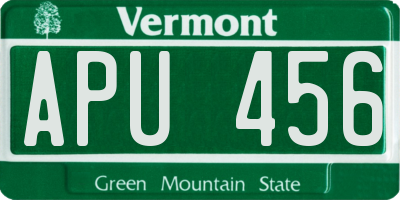 VT license plate APU456