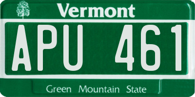 VT license plate APU461