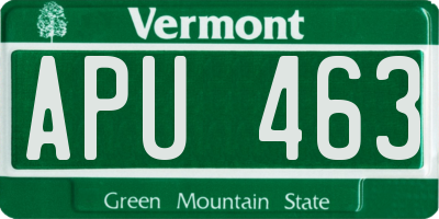 VT license plate APU463