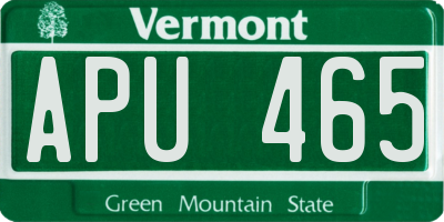 VT license plate APU465