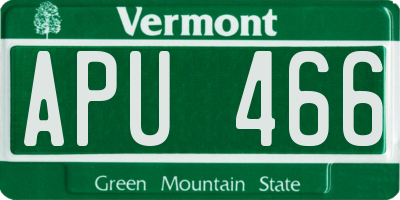 VT license plate APU466