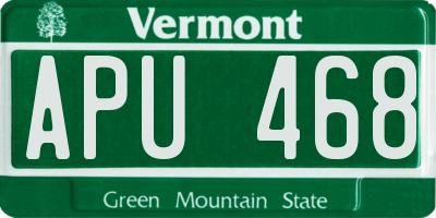 VT license plate APU468