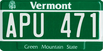 VT license plate APU471