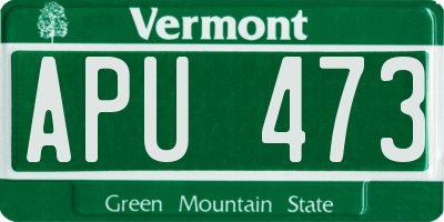 VT license plate APU473