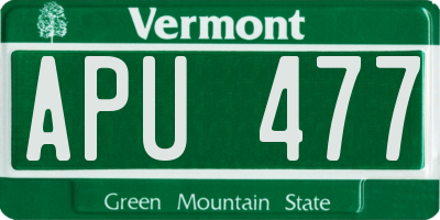 VT license plate APU477