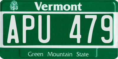 VT license plate APU479