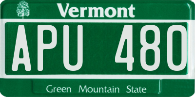 VT license plate APU480
