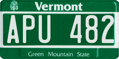 VT license plate APU482