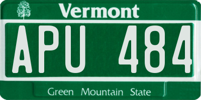 VT license plate APU484