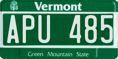 VT license plate APU485
