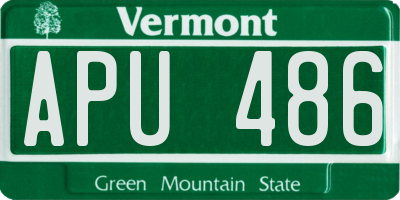 VT license plate APU486