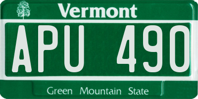 VT license plate APU490