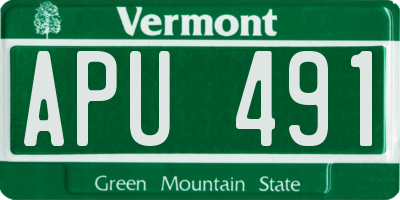 VT license plate APU491