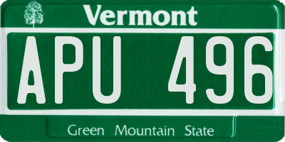 VT license plate APU496