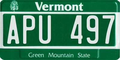 VT license plate APU497