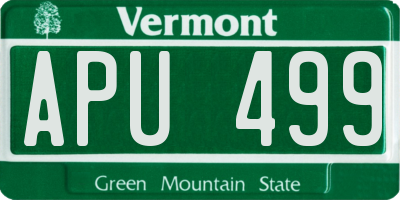 VT license plate APU499