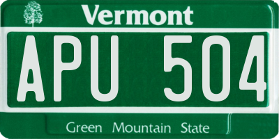 VT license plate APU504