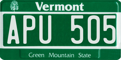 VT license plate APU505