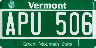 VT license plate APU506