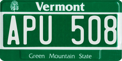 VT license plate APU508