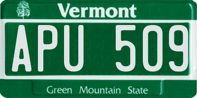 VT license plate APU509
