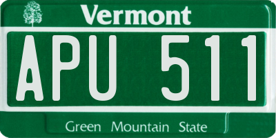 VT license plate APU511