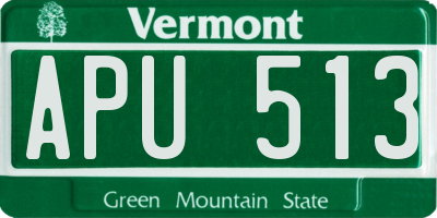 VT license plate APU513