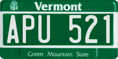 VT license plate APU521