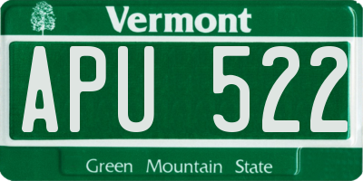 VT license plate APU522