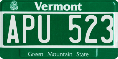 VT license plate APU523
