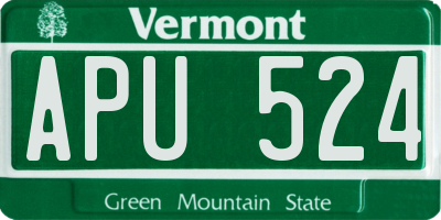 VT license plate APU524