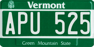 VT license plate APU525