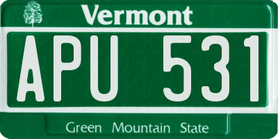 VT license plate APU531